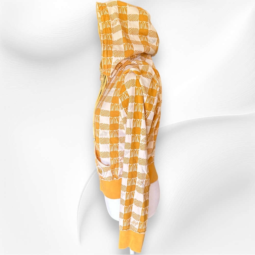 Y2K WCKD Wicked Yellow-Orange Plaid/Checkered Sweatshirt Size Large - Picture 4 of 12